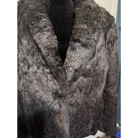 Vintage Split End Limited Ladies Black Rabbit Fur Jacket Coat Made In Hong Kong - Picture 2 of 7